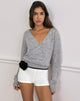 Image de Saroya Plunge Wrap Top in Knit Grey