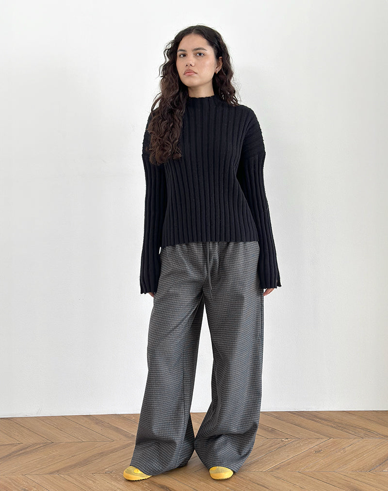 Sasari - Pantalon oversize à carreaux - Marine