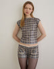 Image de Serafim Short en paillettes Vintage Check Brown