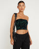 Image de Shae Bandeau Top in Mini Sequin Green Iridescent