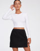 Image de la mini-jupe Sheny en Rami noir avec points blancs