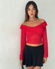 Image de Soka Bardot Frill Top in Red Lace