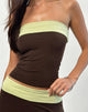 Image of Solna Bandeau Top in Chocolate Brown with Pistachio Binding