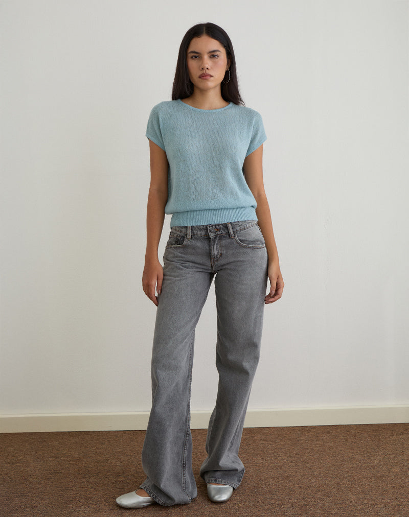 Sorin - Top à ceinture profonde en tricot bleu