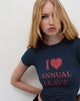 Image de Sutin Tee in Navy with Red I Love Annual Leave Graphic