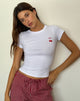 Image de Sutin Tee en blanc avec broderie cerise rouge