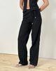 Image de Cursa Pantalon en lin noir avec ceinture