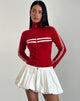 Image de Talisa Zip Through Jacket in Red with White Stripe (veste zippée rouge à rayures blanches)