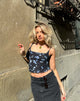 Image of Tamari Tie Detail Mesh Vest Top in Diffused Floral Navy