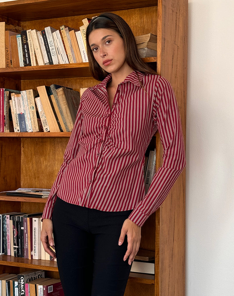 Chemise ajustée Tarsi, rayures marron