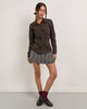 Image de Tarsi Fitted Shirt in Mono Pinstripe Chocolate