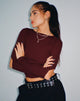 Image de Tayon Long Sleeve Crop Top in Marron
