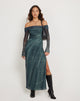 Image de Terra Bardot Midi Dress in Cityscape Green
