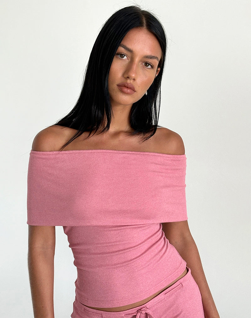 Thalassa Top asymétrique en maille transparente rose foncé