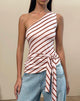 Image of Uberta Asymmetric One Shoulder Tie Top in Diagonal Stripe Pink