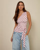 Image of Uberta Asymmetric One Shoulder Tie Top in Diagonal Stripe Pink