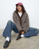 Image de Ura Cardigan tricoté surdimensionné en brun et crème