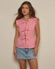 Image de Vataka Tie Front Top In Mini Gingham Peach