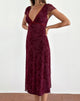 Image de Vilinia Midi Dress in Botanical Flower Maroon