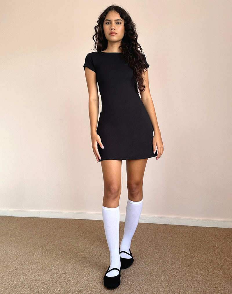 Wangi Mini robe dos nu en lycra noir