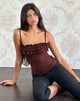 Image de Wendy Ruffle Cami Top in Argyle Mesh Brown