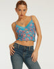 image de Yenika Crop Top in Contrast Floral Blue