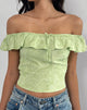 Image de Yokai Bardot Top in Retro Paisley Lime