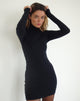 Image of Yrion Turtle Neck Bodycon Mini Dress in Black
