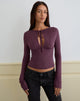 Image de Yubin Keyhole Long Sleeve Top in Cupro Deep Purple