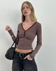 Image de Yusi Long Sleeve Top in Brown and Grey Stripe