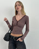 Image de Yusi Long Sleeve Top in Brown and Grey Stripe