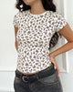 Image de Zana Ribbed Top in Ditsy Floral Cream