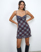Image of Zeinari Mini Dress in Diagonal Check Navy Navy