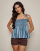 Image de Zerah Top en popeline à rayures formelles Navy