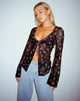 IMAGE DU CARDI DE LEONY en Femme Floral Noir et Or