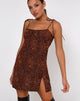 Image of Adara Slip Dress in Ditsy Leopard Orange