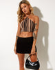 Image de April Crop Top in Mix Stripe Brown