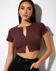 Image de Avia Crop Top in Rib Brown and Navy