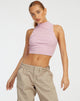 image de Azura Crop Top in Stripe Rib Purple and Brown