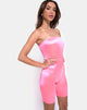 Image de Bandeau Unitard en Satin Rose Fluro