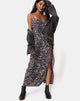Image de la robe longue Batis en gris léopard