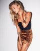 Image de la mini-jupe Bella en satin Spandex Brown