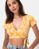 Image de Biaz Wrap Crop in Sunkissed Floral Yellow
