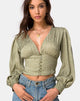 Image de Bina Long sleeve Top in Satin Ditsy Rose Sage