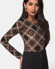 Image de Bonella Bodice Taupe Net with Black Sign Flock