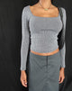Image de Bonlo Long Sleeve Top in Two Tone Rib Grey