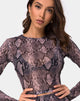 Image de Bonnie Crop Top Net in Taupe Snake
