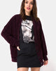 Image de Cardigan Boyfriend en Chenille Plum