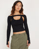Image de Braja Long Sleeve Halterneck Top in Black