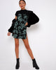 Image de la robe Tista en fleur de dragon noir et menthe